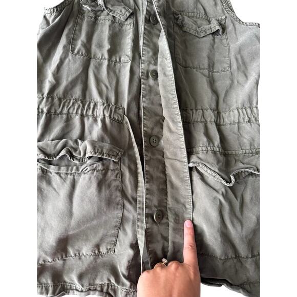 Massimo Utility Vest Women’s Small Army Green Button Front Cargo Pockets Y2K - Picture 5 of 7